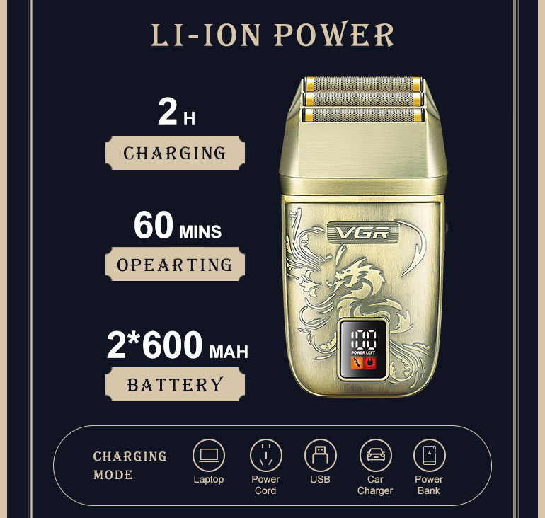 Retro Electric Shaver Vgr349 Cordless Reciprocating Razor For Men_voghion.com