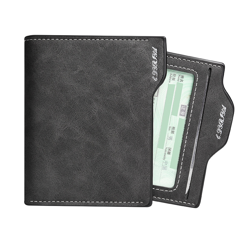 Cartera de hombre corta multi-tarjeta función delgada cartera de cuero suave retro esmerilado cremallera bolsa de cambio bolso de tarjeta de licencia de conducir