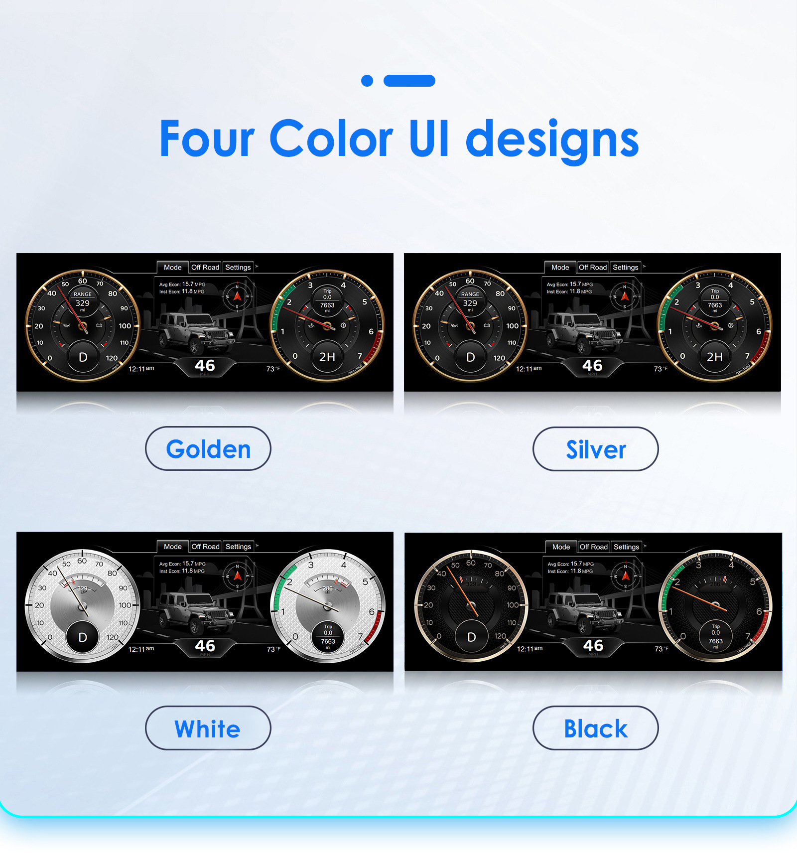 12.3inch Suitable for 11-18 Jeep Wrangler car LCD dashboard speed, mileage, and fuel gauge modification