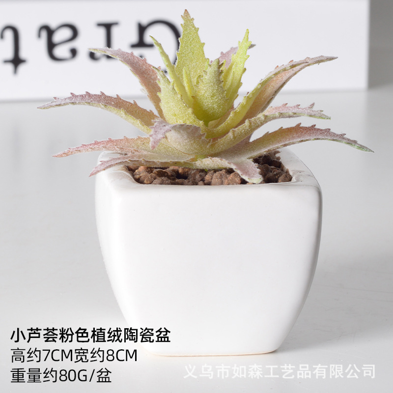 Simulación de cerámica bonsai de carne doméstica decoración de escritorio de oficina plantación verde maceta props de disparo maceta combinada artificial image 56