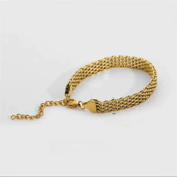 2024 new European and American trend chain metal thick titanium steel bracelet women's clavicle chain woven snake bone chain jewelry