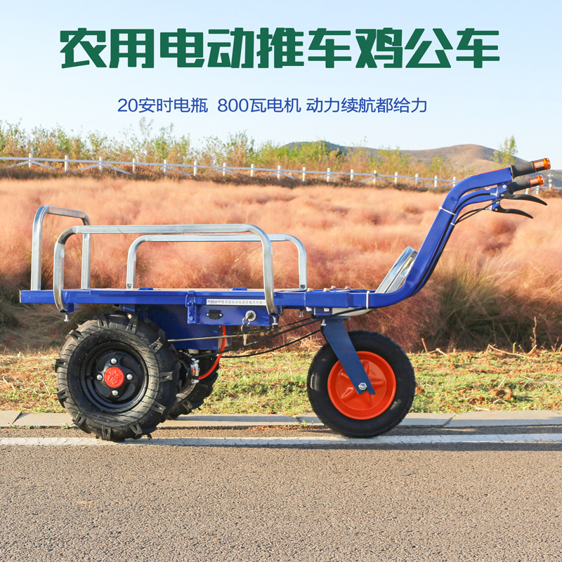 Carro de mano de tres ruedas agrícola de autobús eléctrico de pollo doméstico de transporte de doble cuatro ruedas de cría de huerto de escalada de montaña de transporte de carro