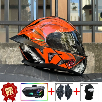 Motosiklet dəbilqələri: Brigade Full Helmet for All Seasons - m-orange-knight-tea-mirror-y10-bluetooth-hard-wheat