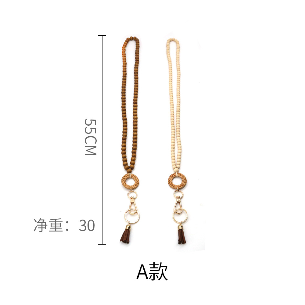 Transfronterizo nuevo estilo nórdico collar de cuentas de madera cordón colgante escuela marca fábrica tarjeta permiso de trabajo llavero colgante al por mayor