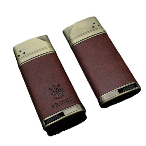 Dropshipping cross-border leather direct-to-windproof ultra-thin lighter metal cigarette lighter creative men's gifts personalized wholesale