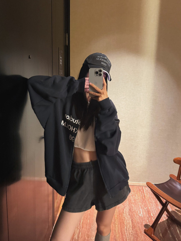 秋冬新款字母印花做旧褪色宽松休闲棒球领夹克情侣外套男女卫衣潮|undefined