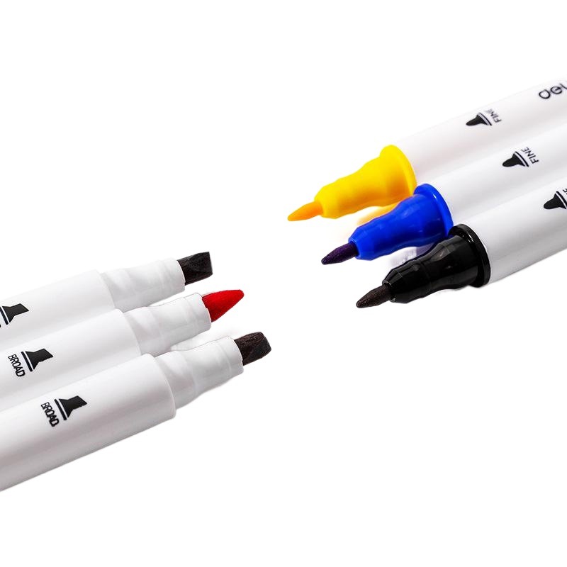 Deli 70700 de doble cabeza fina Rod marcador traje estudiante acuarela pluma de doble cabeza pintura color pluma marcador de dibujos animados