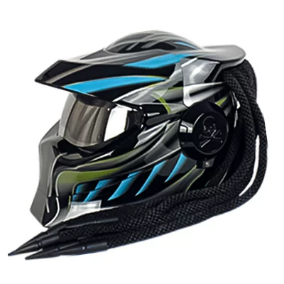 Predator Motorcycle Helmets, Cross-Border | Motosiklet kaskı (dəbilqə) - black-and-blue-warriors-m