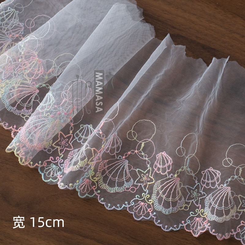 Alta calidad dopamina sueño bordado colorido hilo de malla encaje DIY mano lolita ropa tela accesorios para el cabello