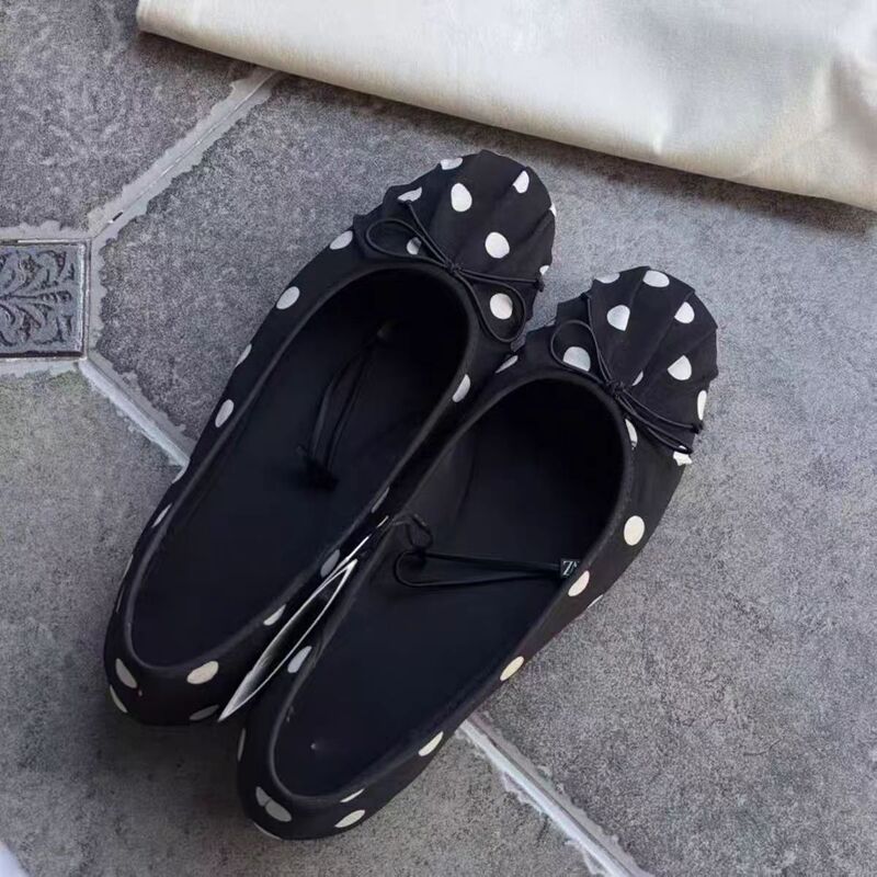 2026 Spring New Style French Sweet Style Round-Toe Polka-Dot Bow Flat Ballet Shoes for Women Shallow-Mouthed Single Shoes for Women 2026 Spring New Style French Sweet Style Round-Toe Polka-Dot Bow Flat Ballet Shoes for Women Shallow-Mouthed Single Shoes for Women