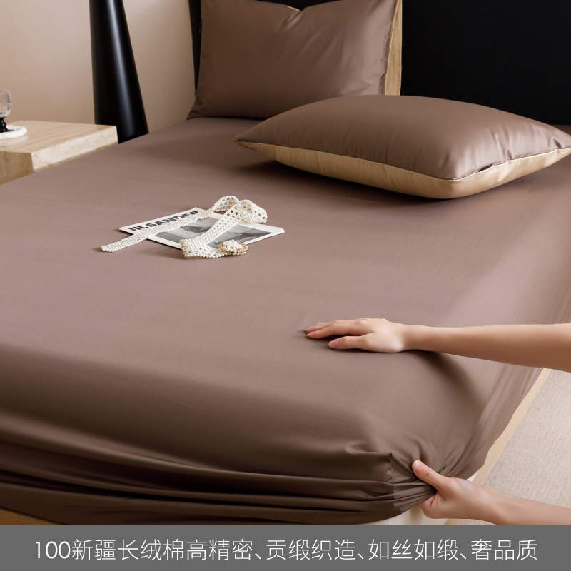 Alta gama de 100 camisas de cama de algodón largo algodón una sola pieza de color sólido tributo satin algodón cubierta de cama de tres piezas