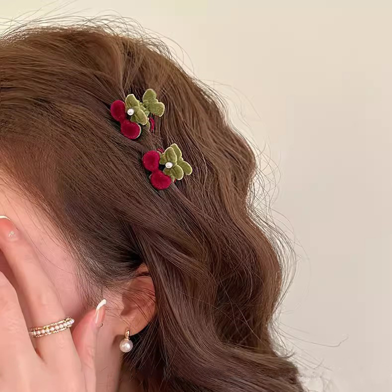 1 Piece Quantity Women's Sweet Cherry Flower Alloy Hair Clip