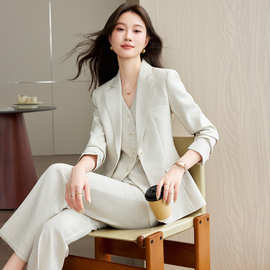 高级感西服套装女春秋季时尚御姐职业装气质休闲女神范西装三件套