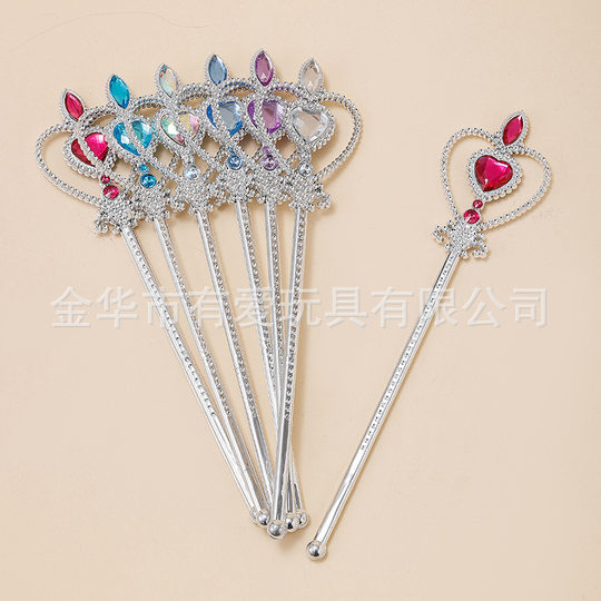 Children's Princess Frozen with Crown Fairy Stick Necklace Earrings Ring Set Party Festival Stage