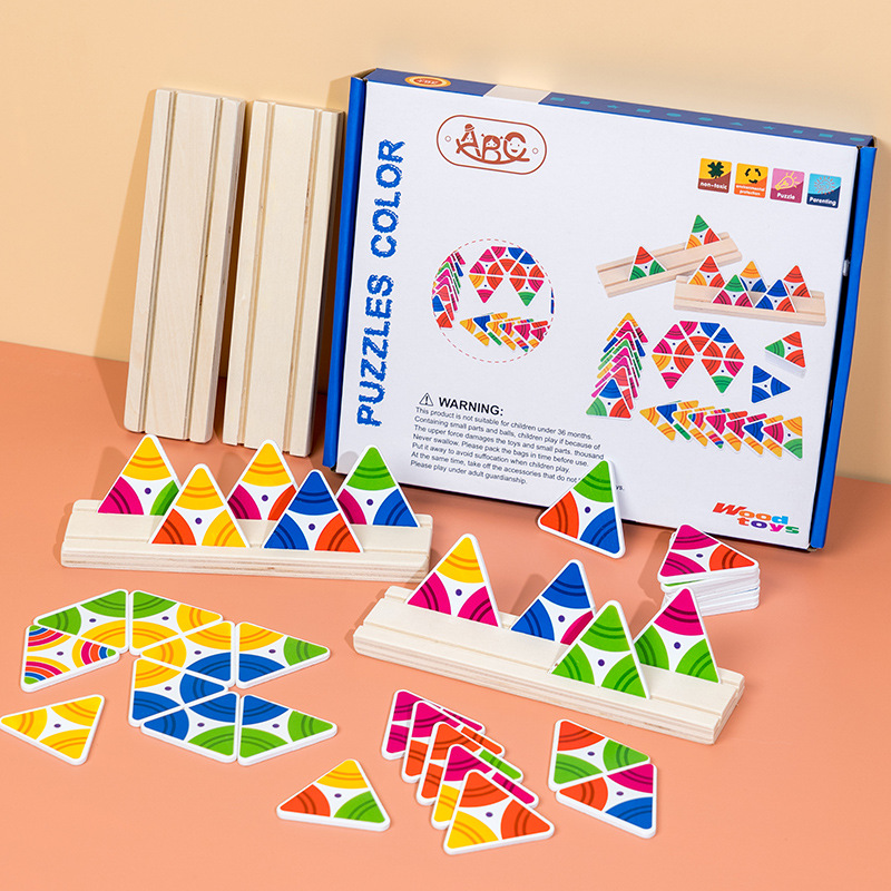 Juego de rompecabezas de color digital transfronterizo para niños rompecabezas de jardín de infantes educación temprana pensamiento lógico juguetes de madera al por mayor