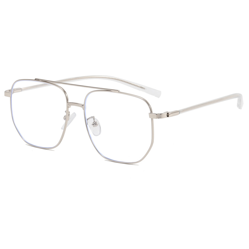 Gafas de luz azul marco de los hombres de moda pu guapo marco grande cara grande que adelgaza gafas lisas metal doble haz mismo estilo marco de gafas de borde dorado