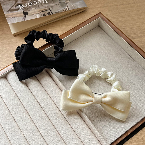 French retro ballet style hair accessories satin double-layer waist bow collar ponytail hair circle girl versatile hair accessories