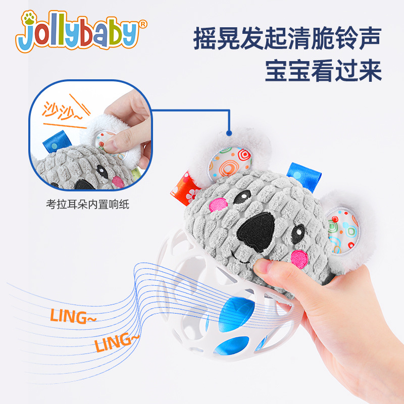 Jollybaby exercise newborn baby's grip strength rattle bed bell soothing baby toy hand ball wholesale