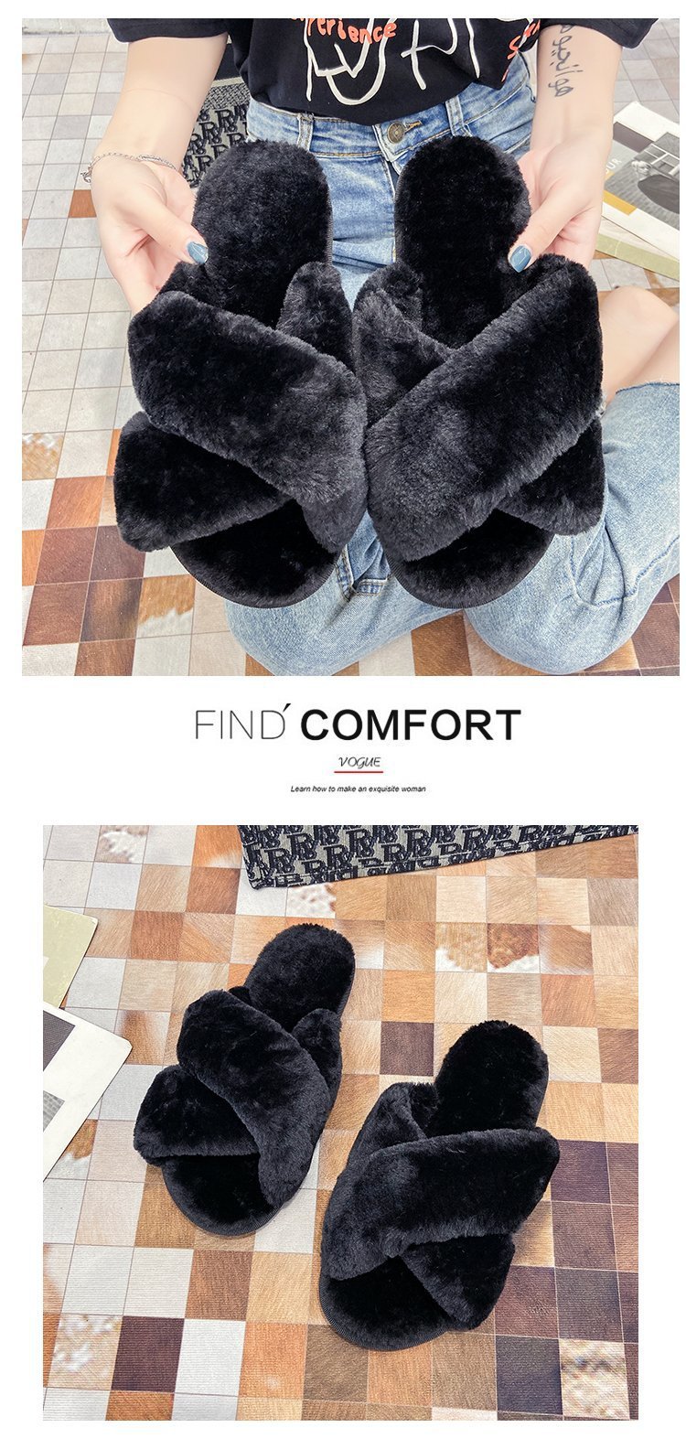 women‘s thickened cross hairy open-toed slippers nihaostyles clothing wholesale NSKJX71215