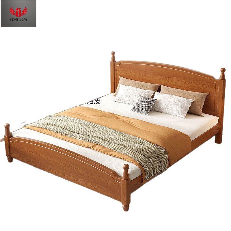 Cama de madera maciza Cama doble Habitación de alquiler económico Dormitorio principal para una persona 1.8m 1.5m Cama de columna romana