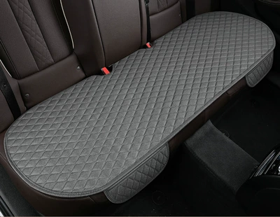 Summer Comfortable Linen Car Seat Cushion, Small Diamond-Shaped, No-Tie Breathable Three-Piece Set, Drop-Shipping Seat Cushion (Seat cushion, seat cover) - gray-rear-seat-cushion
