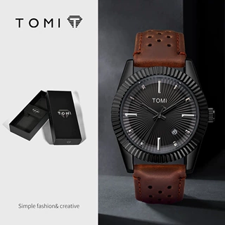 【厂家直供】TOMI特米时尚简约石英表个性齿轮边带日历男款表T098