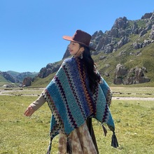 新款夏季民族风披肩女云南川藏旅游装饰外搭长款复古斗篷披风围巾
