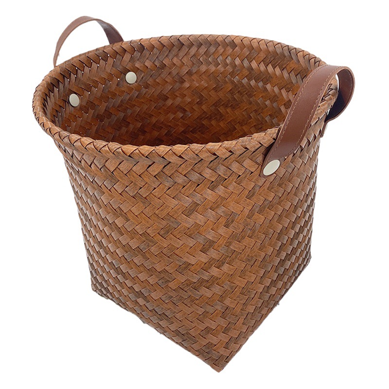 Cesta de almacenamiento tejida de ratán al aire libre excursión picnic cesta de ratán cesta de lavandería portátil tejida a mano cesta de ratán