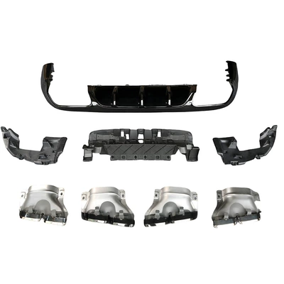 Suitable for Mercedes-Benz (17+) E-Class C 11.9kg Door Upgrade E53 E63 Rear Lip and Tail Pipe Factory Direct Sales Quality Assurance (Fixed wind wing) - e63-black-tail-lip-silver-tail-throat