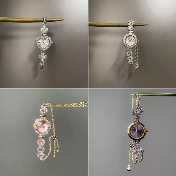 Vintage Full Diamond Adjustable Watch Chain Light Luxury Retro Temperament Bracelet Versatile Commuter Jewelry