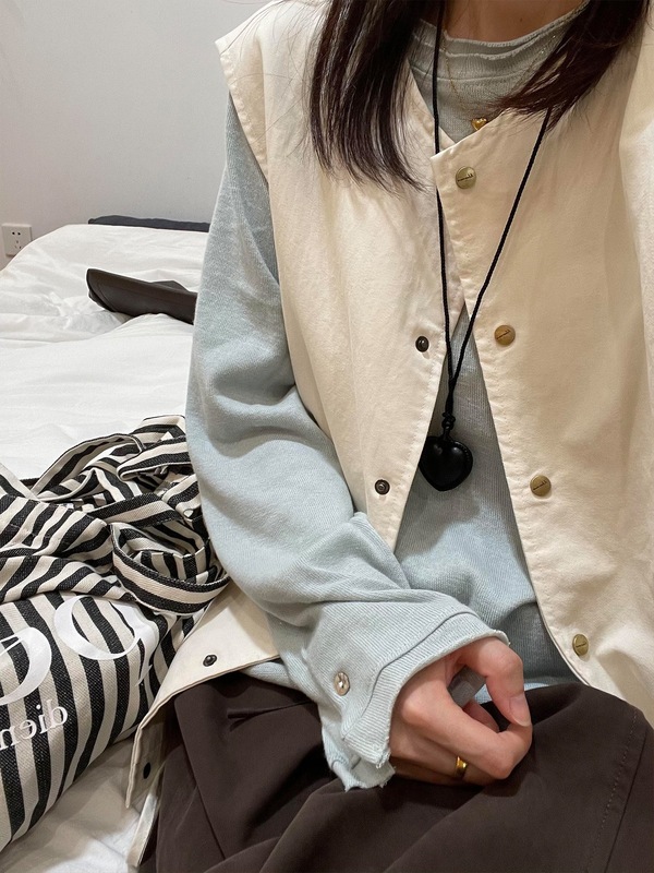 小红书韩系简约百搭马甲背心女早秋叠穿宽松马夹外搭休闲上衣|undefined