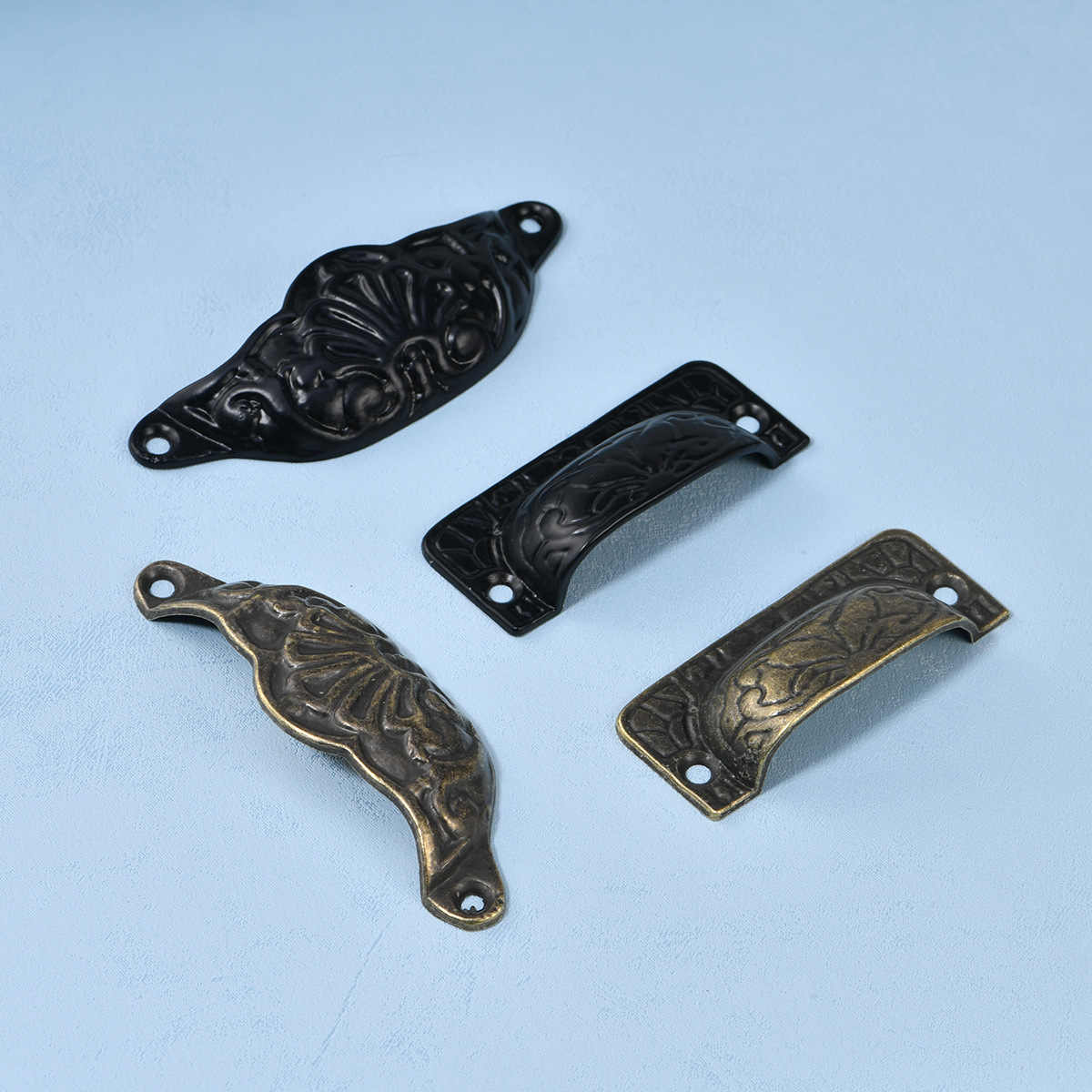 Antique-style round iron pulls for furniture cabinets, pharmacies, seashell pulls for drawers, semi-circular new Chinese-style