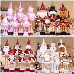 クロスボーダー新しいクリスマス伸縮人形装飾品高齢者へのクリスマスギフト雪だるまヘラジカ長脚人形装飾
