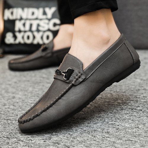 Advanced men's shoes, men's slip-on fashionable leather dress shoes, men's Loafers, DouDou shoes, Korean style casual shoes