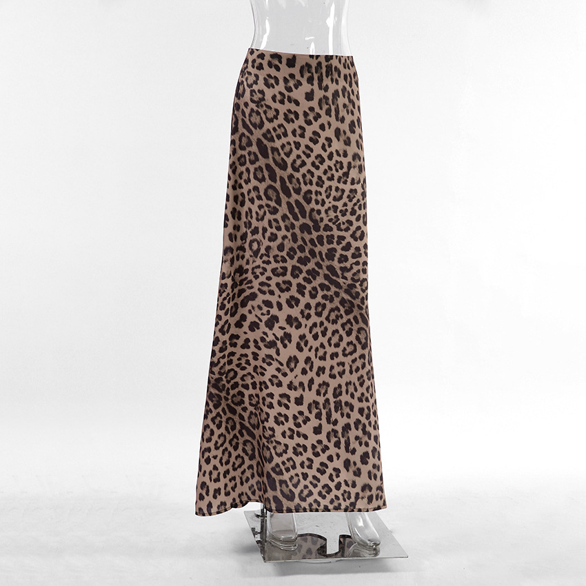 210g Weight Maxi Long Dress Dress Length Type Skirt Dresses Type Polyester Fabric Type Mid Waist Waist Line Inelastic Elasticity Holiday, Date Occasion Slim Fit Type Leopard Pattern Summer Season Women's Gender Zipper Design Streetwear Style Summer Streetwear Leopard Polyester Maxi Long Dress Skirts 4