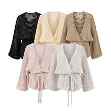 手工钩针外套女高级慵懒镂空针织开衫温柔百搭马海毛衣开衫外套秋