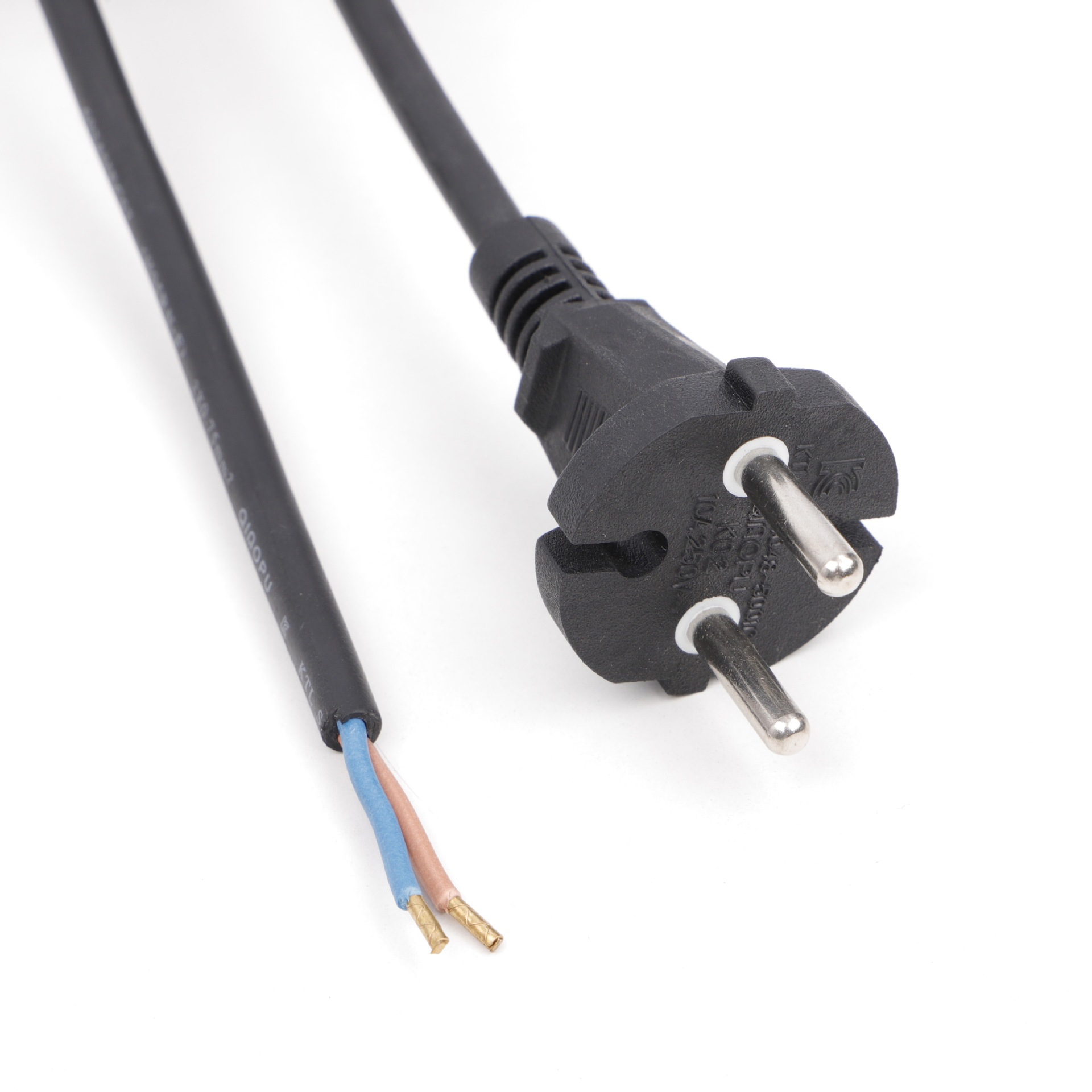 热销欧规插头0.75平方纯铜电源线VDE认证两圆插吹风机园林插头