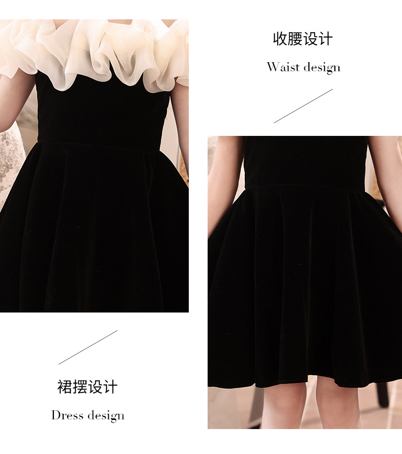 Französisch schwarz tausend Gold Stil Mädchen Kleid Geburtstag Prinzessin Kleid Kinder High-End-Host Klavier Performance-Kostüm – Detail 4