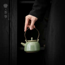 陶瓷提梁壶家用茶壶功夫茶具带过滤单壶花茶壶提壶复古泡茶器代发