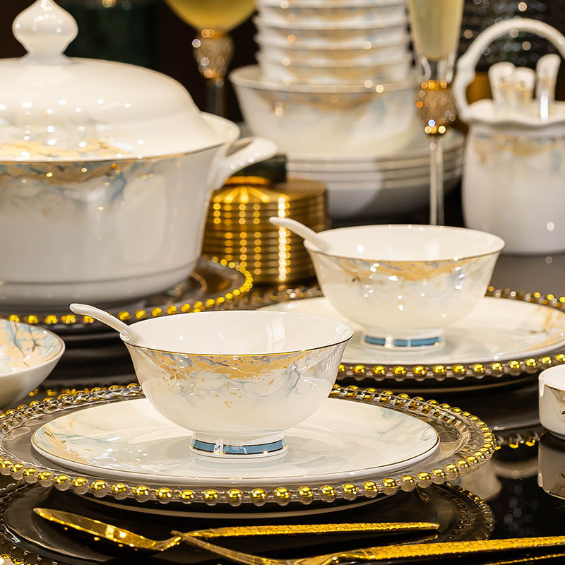 Jingdezhen Dishes Tableware suit Ceramic Housewarming Bowl Chopsticks Gift Box Bowl Combination Household High Color Value Wholesale Jingdezhen Dishes Tableware suit Ceramic Housewarming Bowl Chopsticks Gift Box Bowl Combination Household High Color Value Wholesale