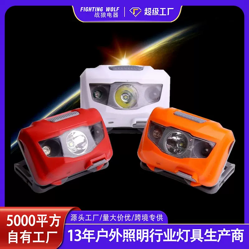 户外头灯露营USB充电头戴式跑步运动感应头灯强光LED灯夜钓上饵灯