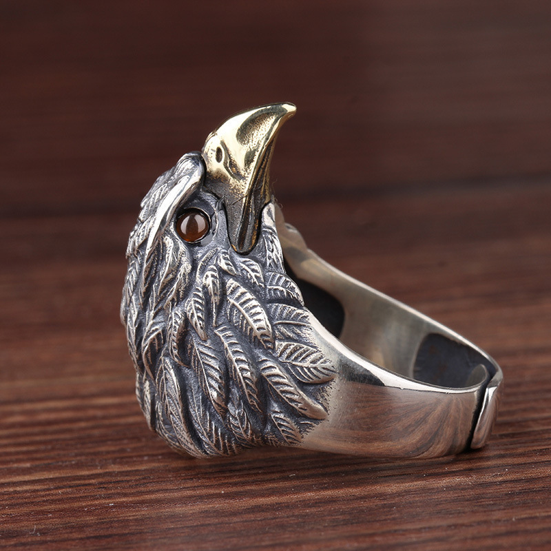 Zhibei Details_3 Retro Eagle Ring Men's Trend Personality Refeer Finger Precepts Forest Silver Ringzi Fashion Bully