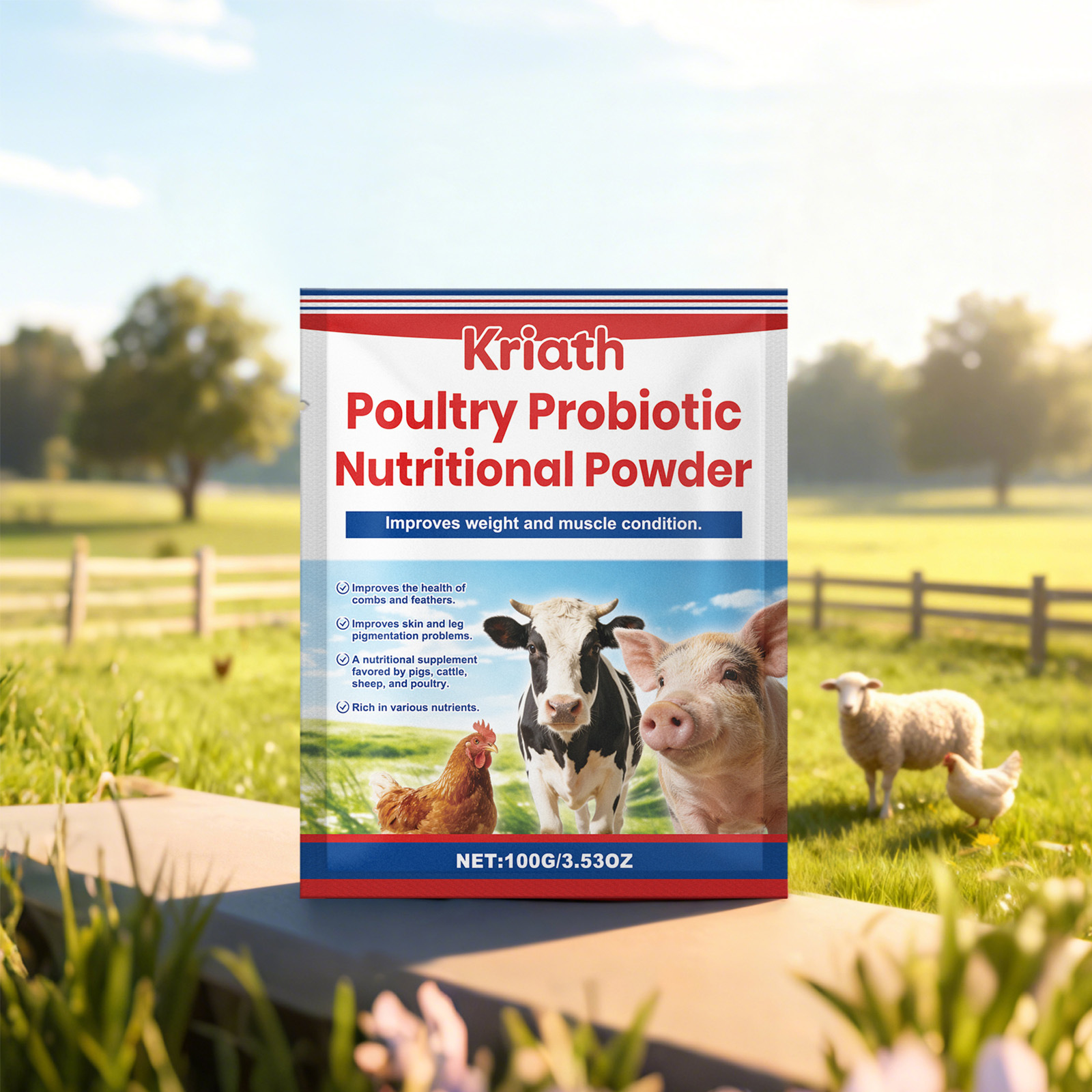 Kriath Poultry Compound Probiotic Nutritional Powder Vitamin Supplement Daily Multi Animal Feeding Feed Additive