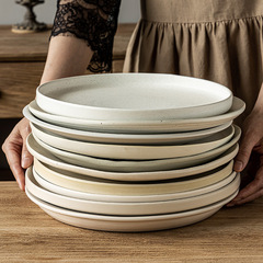 A collection of many steak plates, high-quality retro ceramic serving plates for home, Italian dinner plates with minor flaws