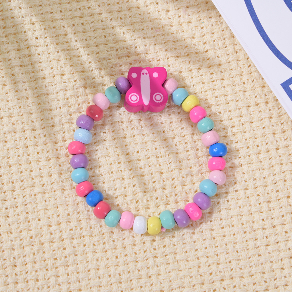 Cartoon Style Heart Shape Wood Kidu0027S Bracelets 12 Pieces