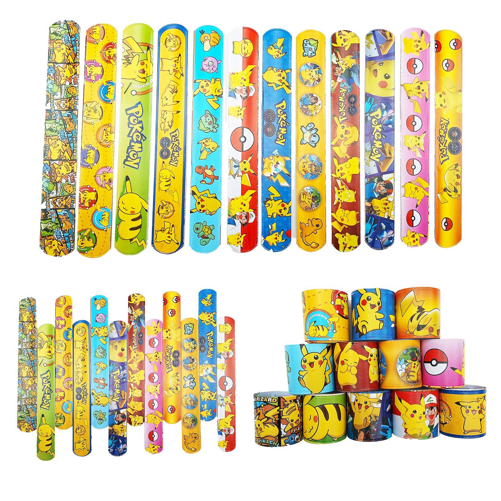 Bikachu 12 estilo pulsera de anillo de presión para niños baokemeng correa de muñeca para niños pulsera de fiesta elfo