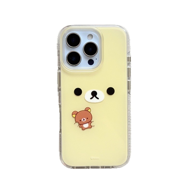 奶黄底轻松熊表情适用iPhone17苹果16ProMax/15/14手机壳新款少女|undefined
