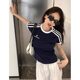 Official Picture [210g 40 Count 1x1 Pure Cotton] Striped Pure Cotton Short Sleeve T-shirt Women's Summer New Top