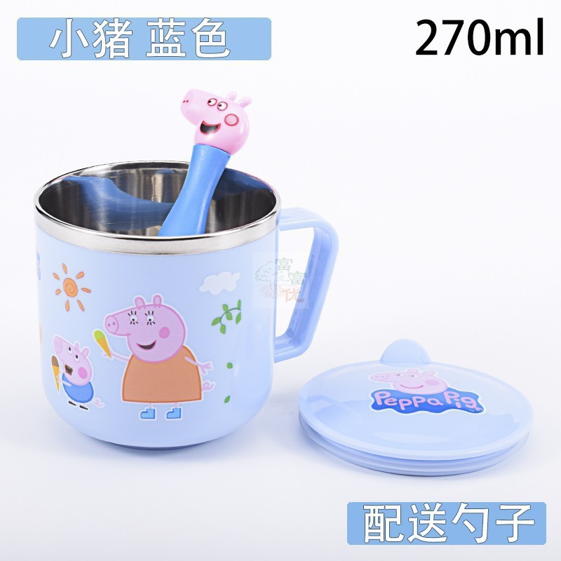 儿童水杯家用304不锈钢带盖可爱卡通小孩宝宝幼儿园喝水口杯防摔|undefined