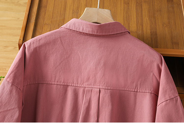 Giacca a camicia da donna in cotone con colletto maniche lunghe_voghion.com